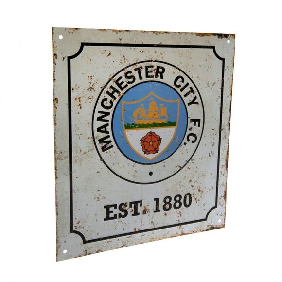 Manchester City FC Official Retro Logo Sign / White - Picture 2 of 3